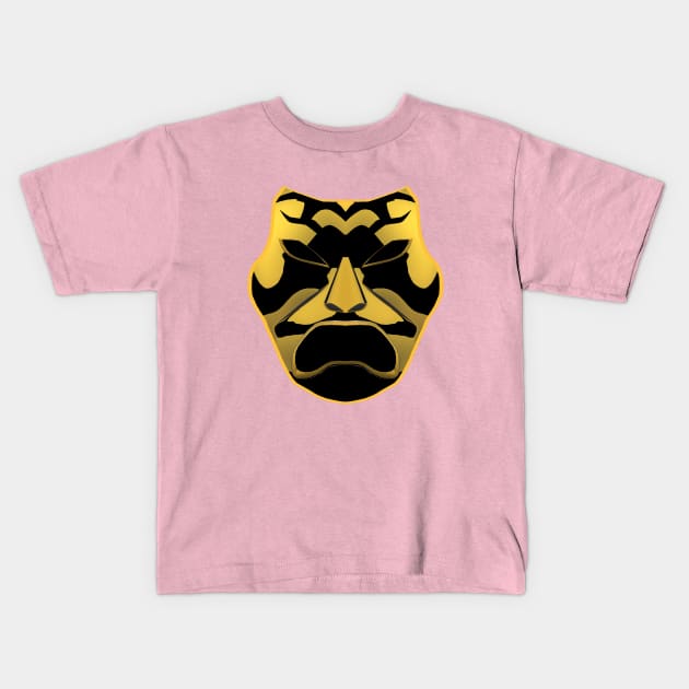 Bronze, Gold and Black Drama Mask (Purple Background) Kids T-Shirt by Art By LM Designs 